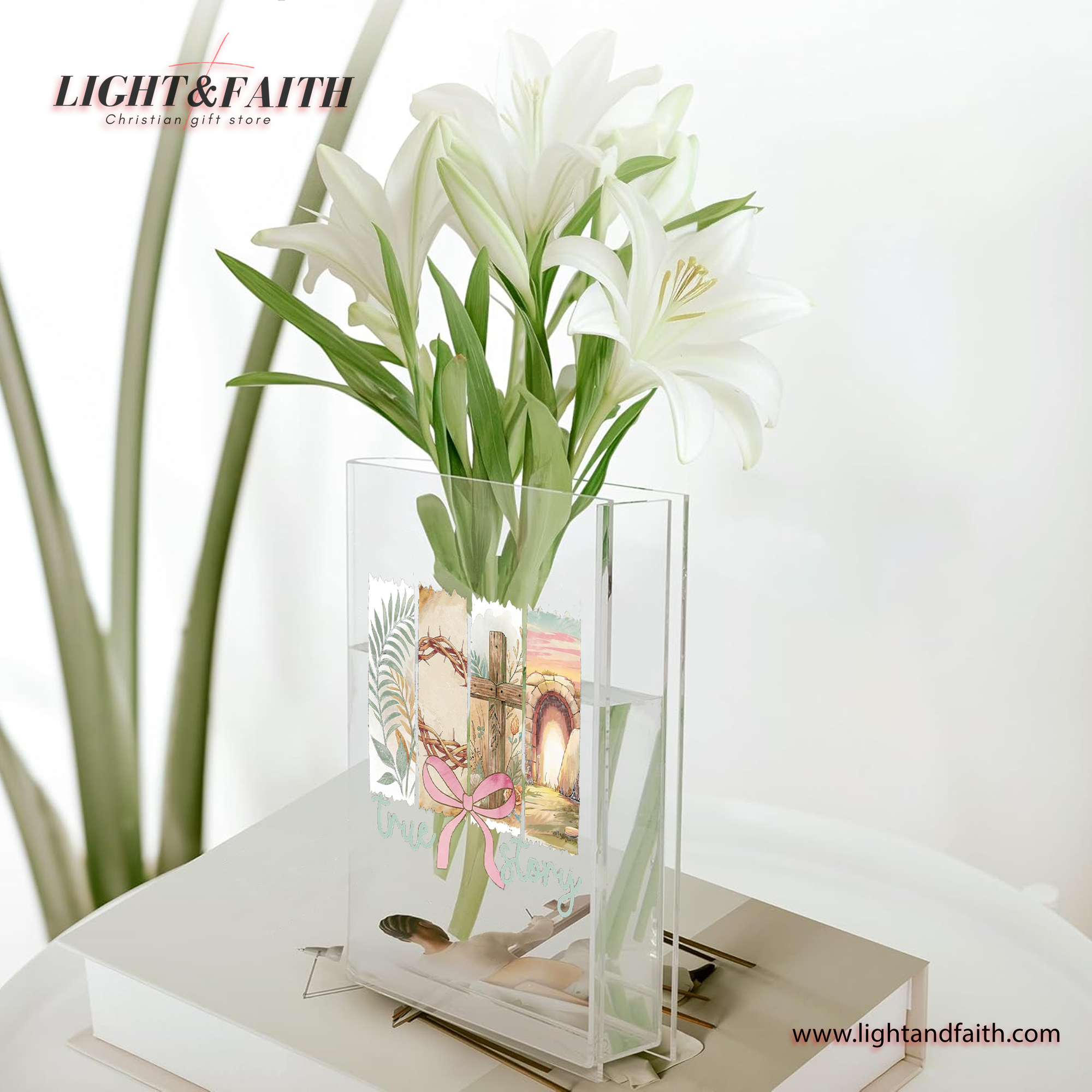 True Story Book Vase, Christian Book Vase, Faith Book Vase, Bible Verse Book Shaped Flower Vase, Jesus Lover Book Vase